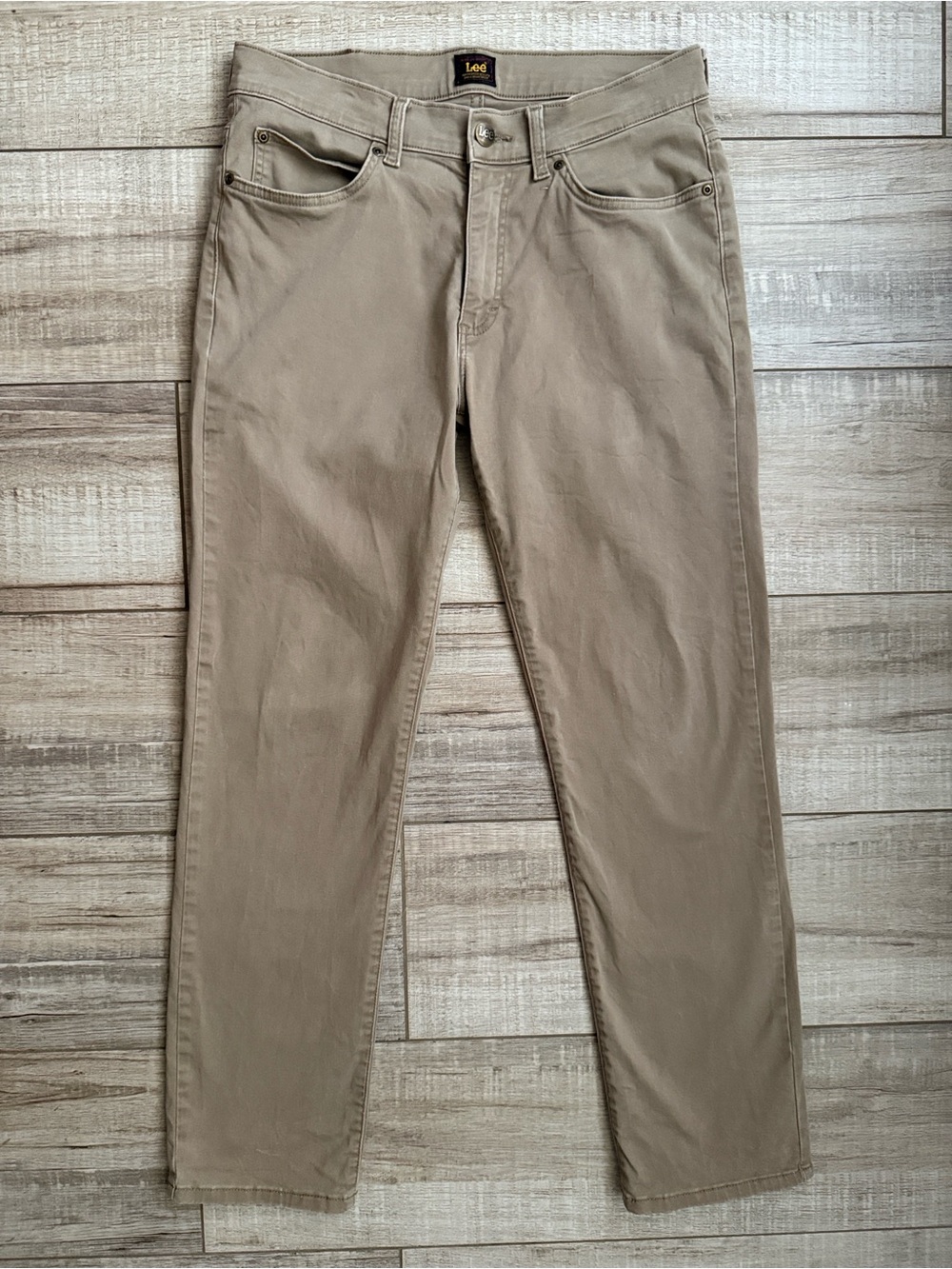 Lee Men's Khaki Tan Casual Pants Trousers Slim Straight Fit Size 32x29